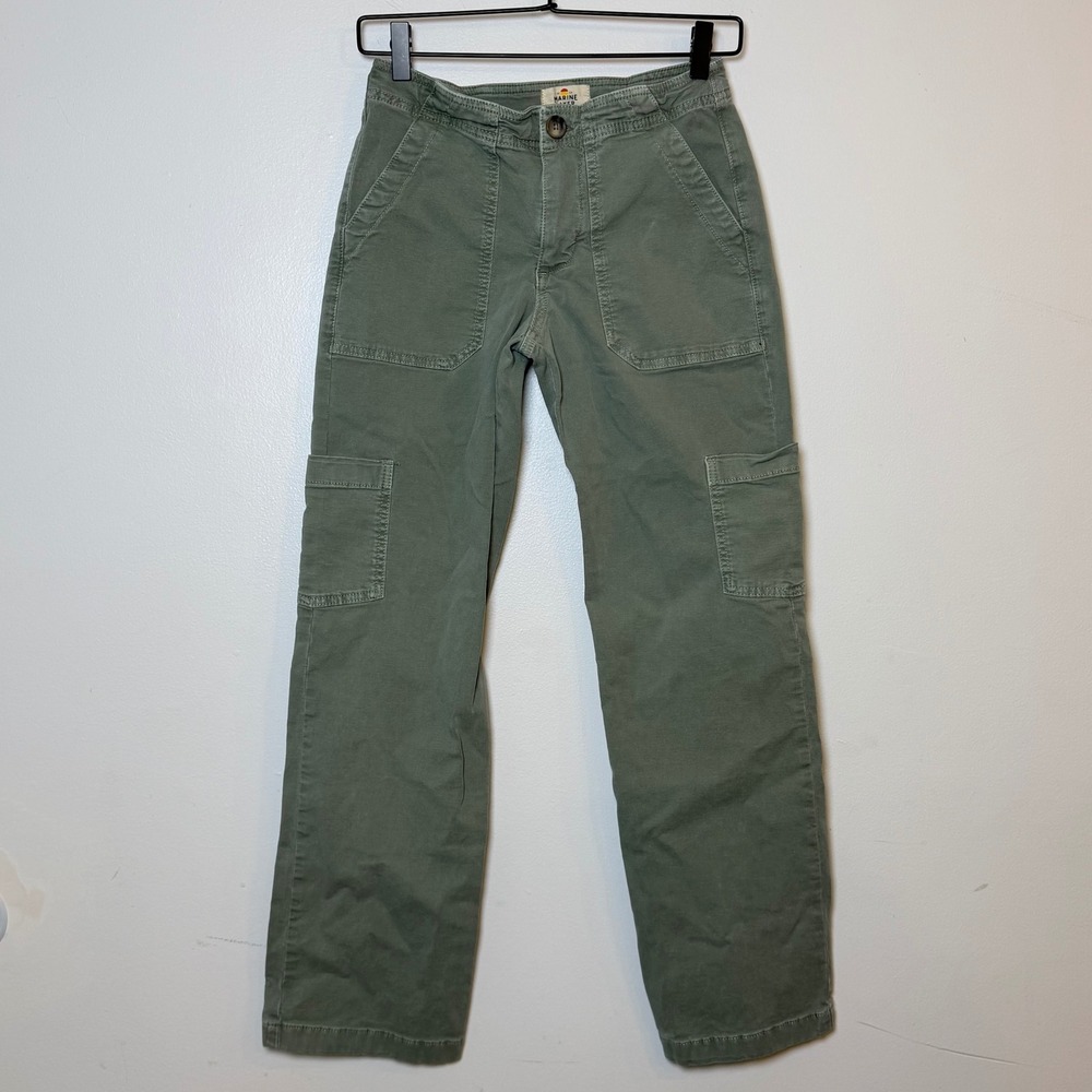 Marine Layer Aria Straight Leg Utility Cargo Pants Vintage Olive Green Sz 0